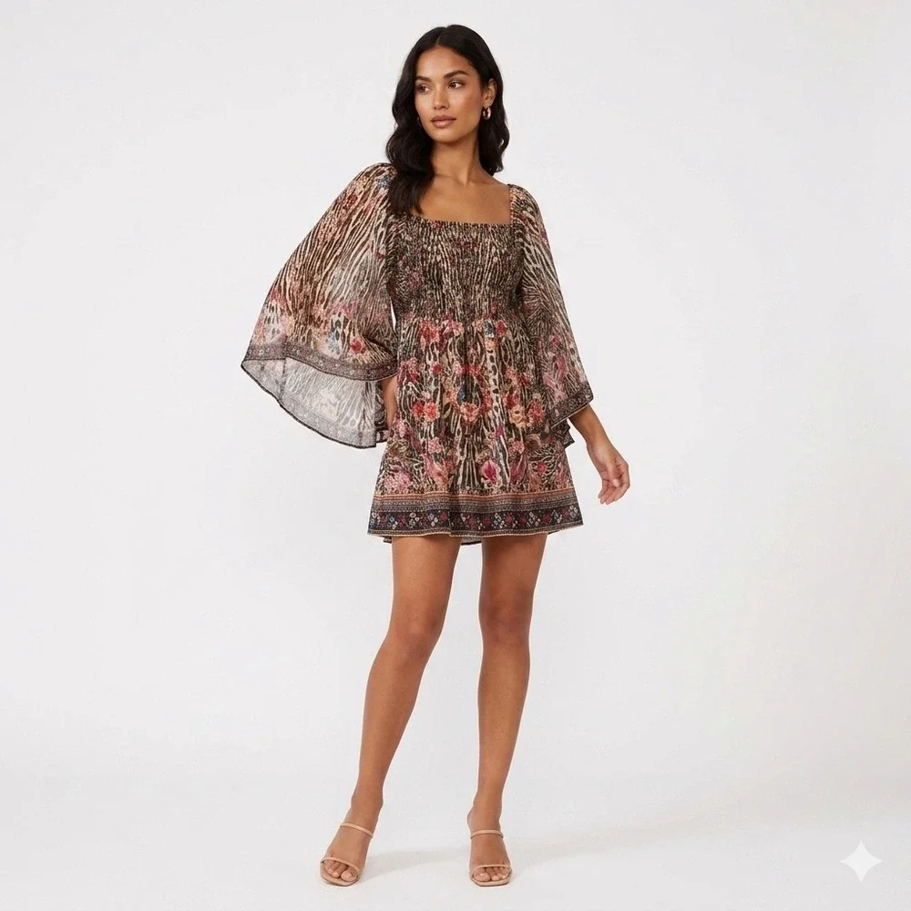 camilla floral mini dress Camilla Floral Ruffle Cotton Minidress